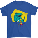 T-Rex Wrestling a Skeleton Dinosaurs Skull Mens T-Shirt 100% Cotton Royal Blue