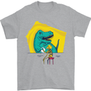 T-Rex Wrestling a Skeleton Dinosaurs Skull Mens T-Shirt 100% Cotton Sports Grey