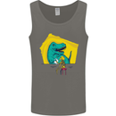 T-Rex Wrestling a Skeleton Dinosaurs Skull Mens Vest Tank Top Charcoal