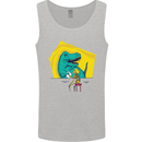 T-Rex Wrestling a Skeleton Dinosaurs Skull Mens Vest Tank Top Sports Grey