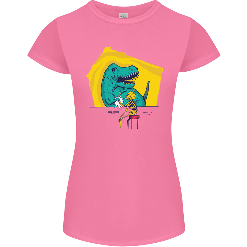 T-Rex Wrestling a Skeleton Dinosaurs Skull Womens Petite Cut T-Shirt Azalea