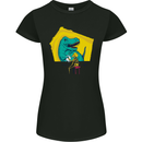 T-Rex Wrestling a Skeleton Dinosaurs Skull Womens Petite Cut T-Shirt Black