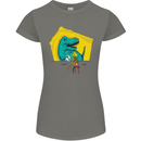 T-Rex Wrestling a Skeleton Dinosaurs Skull Womens Petite Cut T-Shirt Charcoal