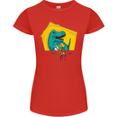 T-Rex Wrestling a Skeleton Dinosaurs Skull Womens Petite Cut T-Shirt Red