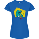 T-Rex Wrestling a Skeleton Dinosaurs Skull Womens Petite Cut T-Shirt Royal Blue