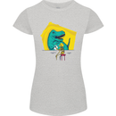 T-Rex Wrestling a Skeleton Dinosaurs Skull Womens Petite Cut T-Shirt Sports Grey