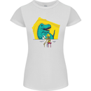 T-Rex Wrestling a Skeleton Dinosaurs Skull Womens Petite Cut T-Shirt White