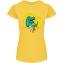 T-Rex Wrestling a Skeleton Dinosaurs Skull Womens Petite Cut T-Shirt Yellow
