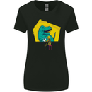 T-Rex Wrestling a Skeleton Dinosaurs Skull Womens Wider Cut T-Shirt Black