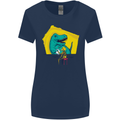 T-Rex Wrestling a Skeleton Dinosaurs Skull Womens Wider Cut T-Shirt Navy Blue