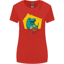 T-Rex Wrestling a Skeleton Dinosaurs Skull Womens Wider Cut T-Shirt Red