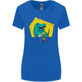 T-Rex Wrestling a Skeleton Dinosaurs Skull Womens Wider Cut T-Shirt Royal Blue
