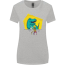 T-Rex Wrestling a Skeleton Dinosaurs Skull Womens Wider Cut T-Shirt Sports Grey