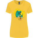 T-Rex Wrestling a Skeleton Dinosaurs Skull Womens Wider Cut T-Shirt Yellow