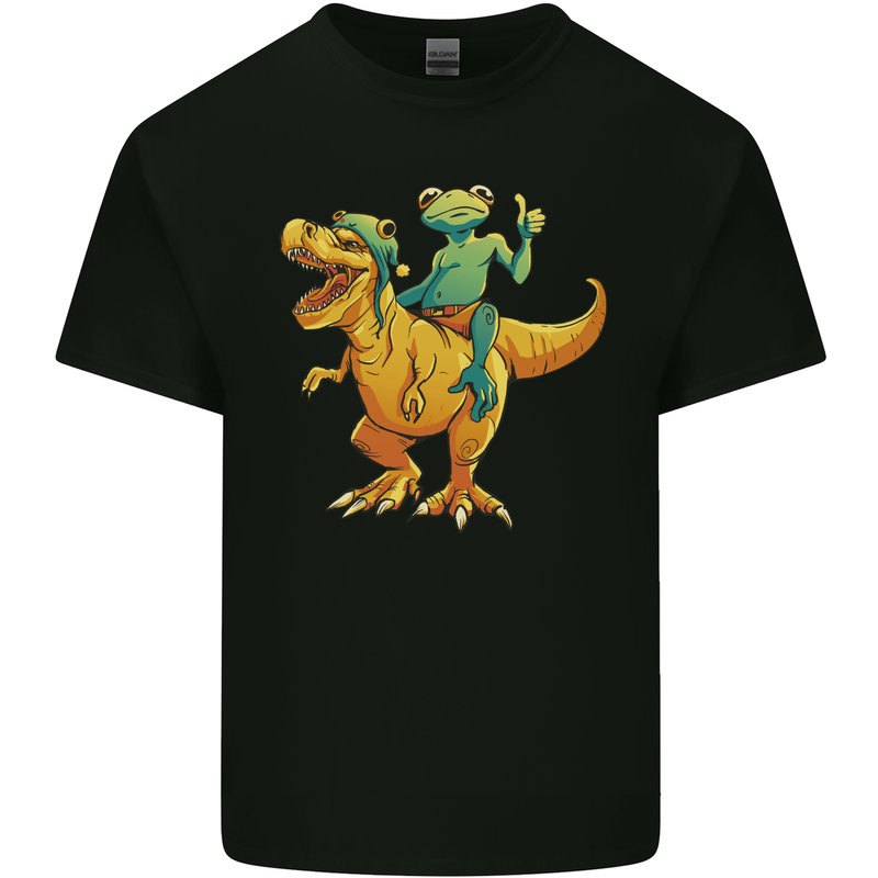 T-Rex and a Frog Dinosaur Kids T-Shirt Childrens Black