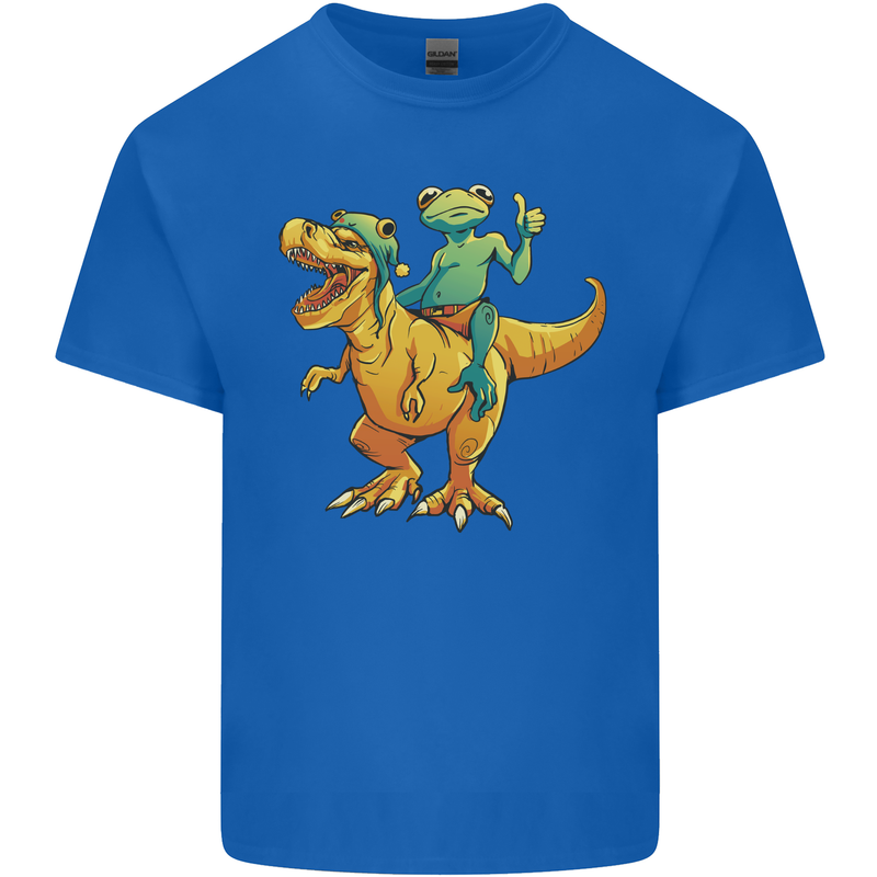 T-Rex and a Frog Dinosaur Kids T-Shirt Childrens Royal Blue