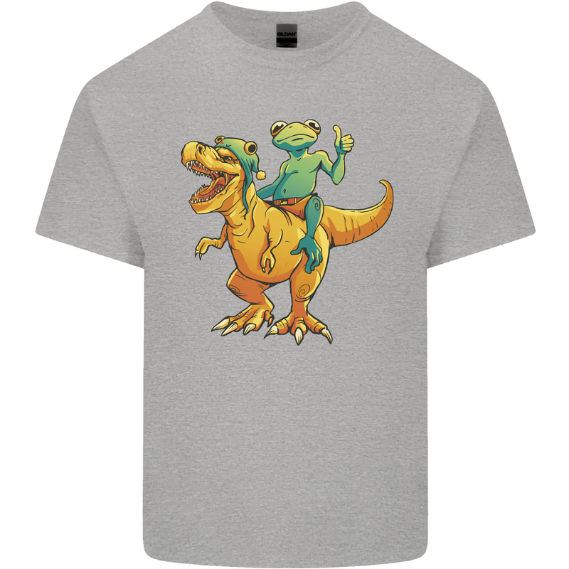 T-Rex and a Frog Dinosaur Kids T-Shirt Childrens Sports Grey
