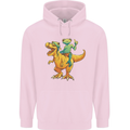 T-Rex and a Frog Dinosaur Mens 80% Cotton Hoodie Light Pink