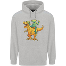 T-Rex and a Frog Dinosaur Mens 80% Cotton Hoodie Sports Grey
