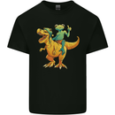 T-Rex and a Frog Dinosaur Mens Cotton T-Shirt Tee Top Black