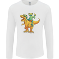 T-Rex and a Frog Dinosaur Mens Long Sleeve T-Shirt White