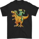 T-Rex and a Frog Dinosaur Mens T-Shirt 100% Cotton Black
