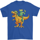 T-Rex and a Frog Dinosaur Mens T-Shirt 100% Cotton Royal Blue