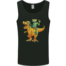 T-Rex and a Frog Dinosaur Mens Vest Tank Top Black