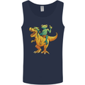 T-Rex and a Frog Dinosaur Mens Vest Tank Top Navy Blue