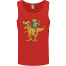 T-Rex and a Frog Dinosaur Mens Vest Tank Top Red