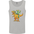 T-Rex and a Frog Dinosaur Mens Vest Tank Top Sports Grey