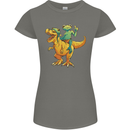 T-Rex and a Frog Dinosaur Womens Petite Cut T-Shirt Charcoal