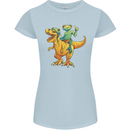 T-Rex and a Frog Dinosaur Womens Petite Cut T-Shirt Light Blue
