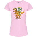 T-Rex and a Frog Dinosaur Womens Petite Cut T-Shirt Light Pink