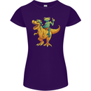 T-Rex and a Frog Dinosaur Womens Petite Cut T-Shirt Purple