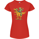 T-Rex and a Frog Dinosaur Womens Petite Cut T-Shirt Red