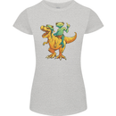 T-Rex and a Frog Dinosaur Womens Petite Cut T-Shirt Sports Grey