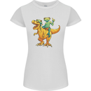 T-Rex and a Frog Dinosaur Womens Petite Cut T-Shirt White