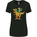 T-Rex and a Frog Dinosaur Womens Wider Cut T-Shirt Black