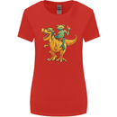 T-Rex and a Frog Dinosaur Womens Wider Cut T-Shirt Red