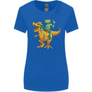T-Rex and a Frog Dinosaur Womens Wider Cut T-Shirt Royal Blue