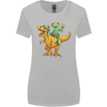 T-Rex and a Frog Dinosaur Womens Wider Cut T-Shirt Sports Grey