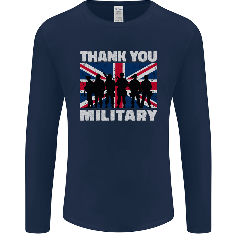 TY British Military Veteran Army Navy RAF Para Mens Long Sleeve T-Shirt Navy Blue