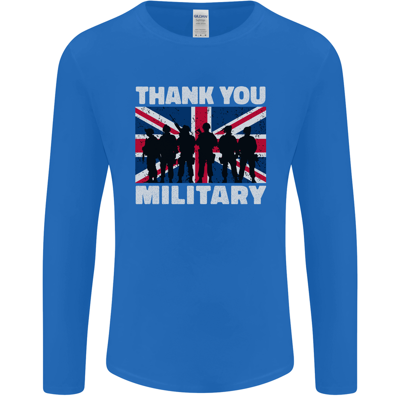 TY British Military Veteran Army Navy RAF Para Mens Long Sleeve T-Shirt Royal Blue