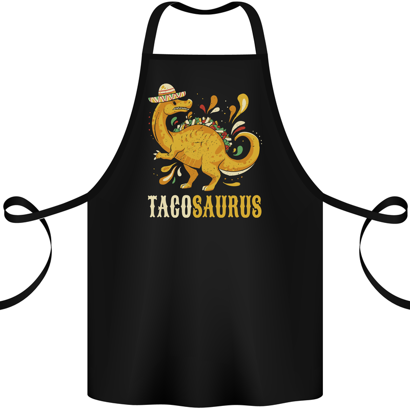 Tacosaurus Funny Mexican Taco Dinosaur Cotton Apron 100% Organic Black
