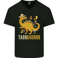 Tacosaurus Funny Mexican Taco Dinosaur Mens V-Neck Cotton T-Shirt Black