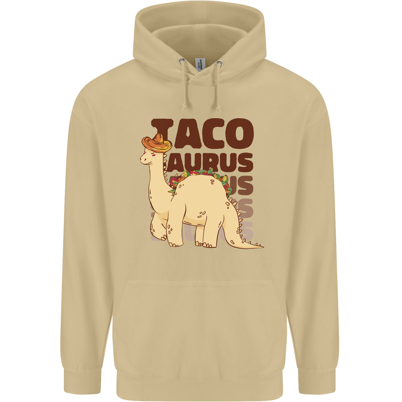 Tacosaurus Funny Mexican Taco Dinosaur T-Rex Mens 80% Cotton Hoodie Sand