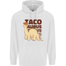 Tacosaurus Funny Mexican Taco Dinosaur T-Rex Mens 80% Cotton Hoodie White