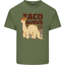 Tacosaurus Funny Mexican Taco Dinosaur T-Rex Mens Cotton T-Shirt Tee Top Military Green