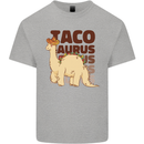 Tacosaurus Funny Mexican Taco Dinosaur T-Rex Mens Cotton T-Shirt Tee Top Sports Grey